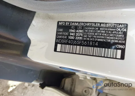 2005 Mercedes-Benz C 230 Kompressor Sport z USA, uszkodzony, nr VIN WDBRF40J65F561814